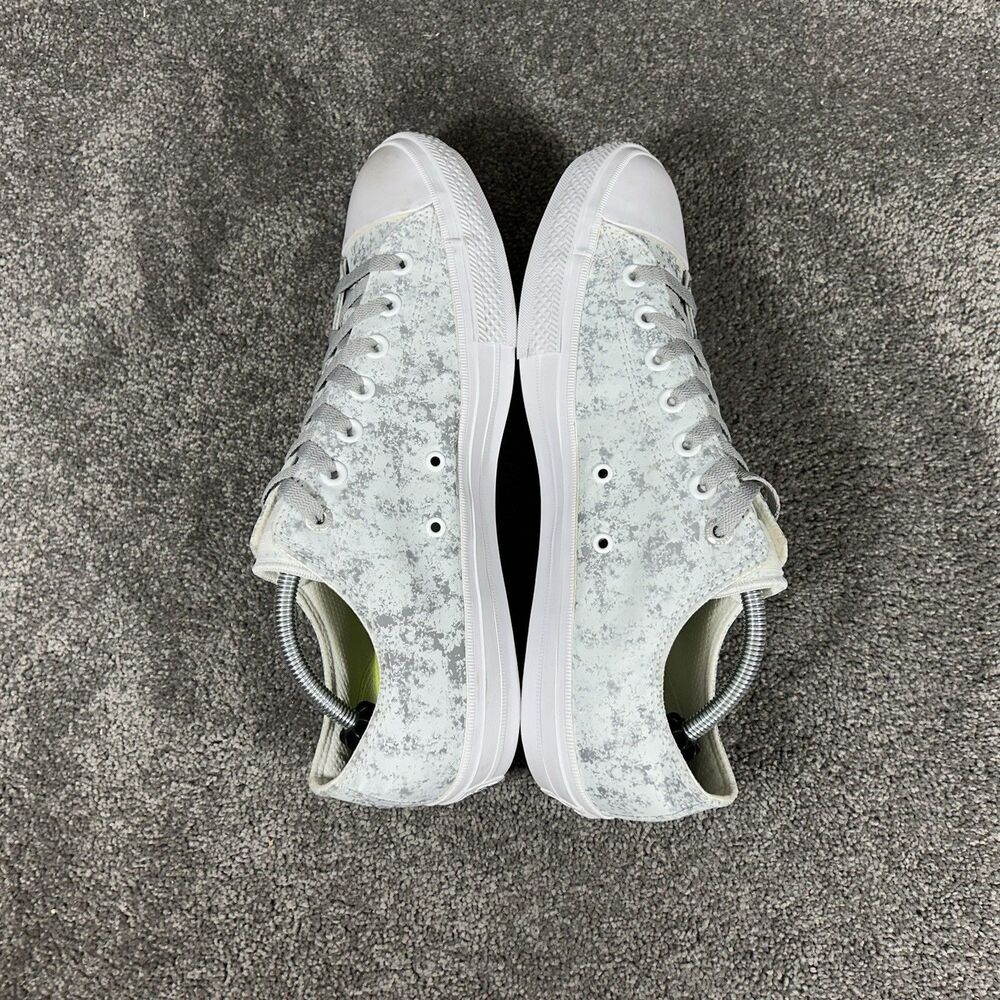 Converse Chuck Taylor II 154890C Mens Sz 11 Reflective White Silver Skate Shoes - Picture 8 of 13